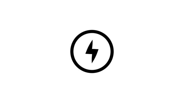 Black lightning bolt energy icon representing power, electricity, fast charging, high voltage, speed, technology, renewable energy, electrical systems, battery performance, and modern digital innovati