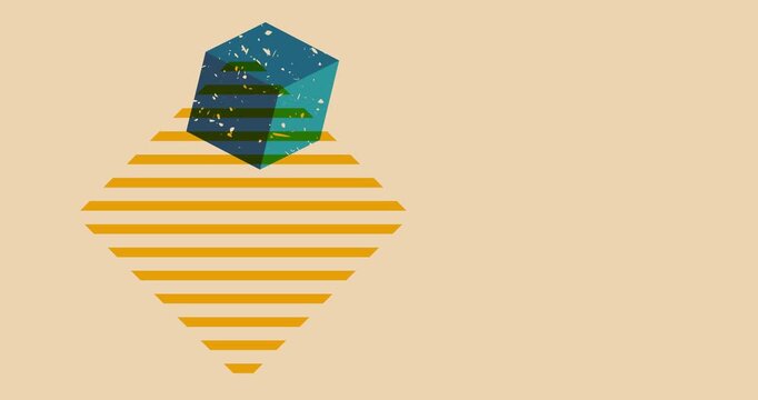 Colorful geometric shapes animation. Object in trendy riso graph design. Geometry elements abstract risograph texture style video.