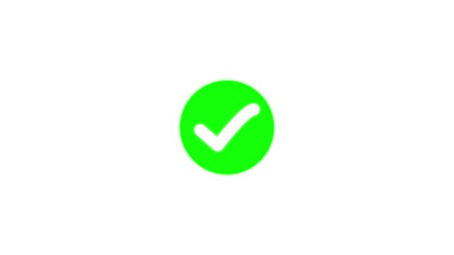 Bright green check mar confirmation icon symbolizing approval, success, validation, completion, verified status, positive feedback, acceptance, security, accuracy, agreement, and trusted  .