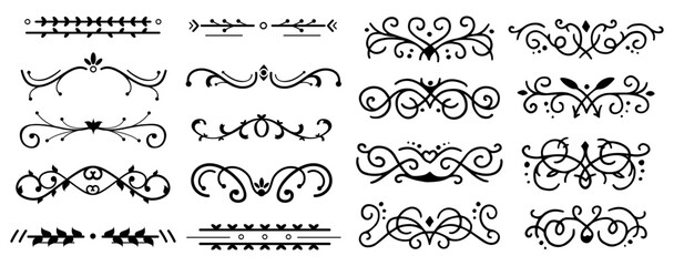 Obraz premium Elegant Hand Drawn Decorative Divider Border and Calligraphic Line Ornament Collection Set