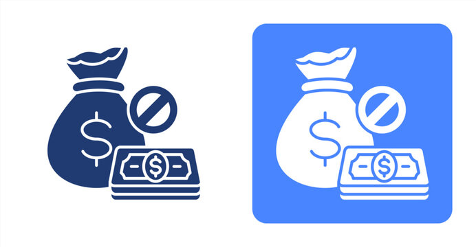 Anti Money Laundry icon, with contrast background.