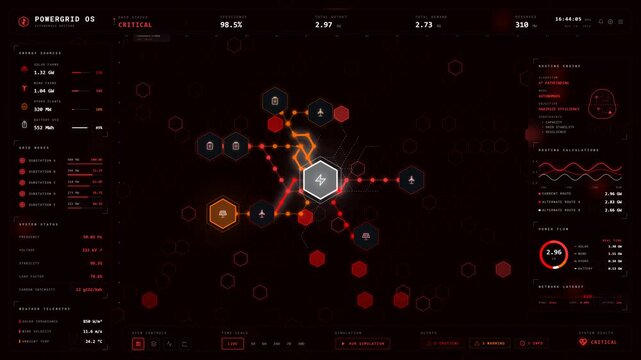 4K AIMS Autonomous AI Routing Dashboard - Smart Grid Energy Optimization Telemetry HUD (Seed 2)