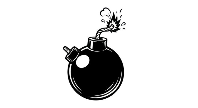 Exploding Bomb Icon with Burning Fuse and Smoke