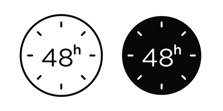 48 hours icon line vector set. Solid style icons