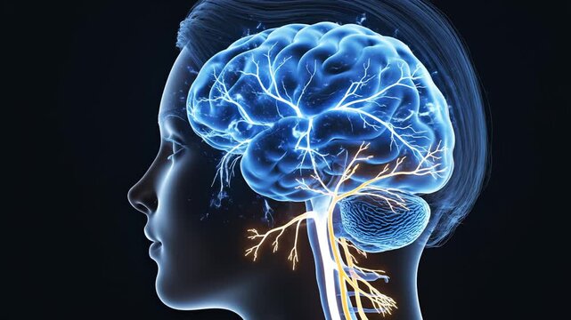 Human brain and nervous system illustration highlighting health, vitality, and medical science