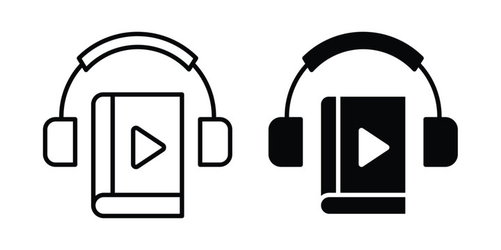Audio book icon line vector set. Solid style icons