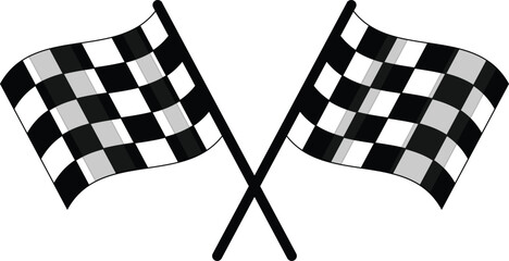 Fototapeta premium Crossed Checkered Racing Flags Vector Graphic
