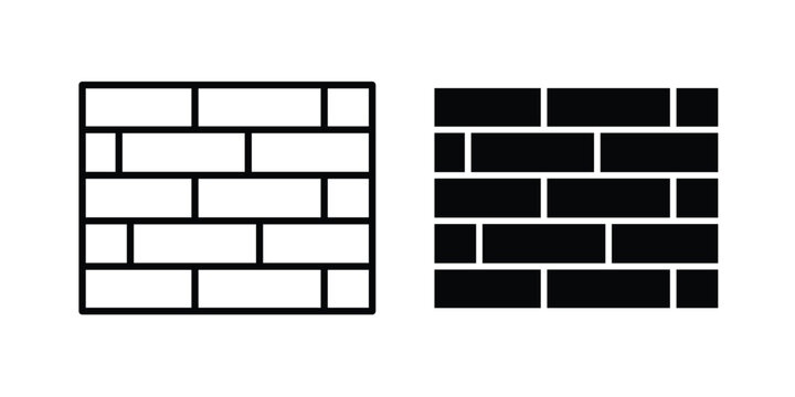 Brickwall icon line vector set. Solid style icons