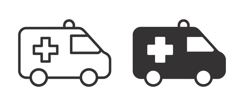 Ambulance emergency medical service vehicle simple icon.