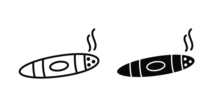 Cigar icon line vector set. Solid style icons