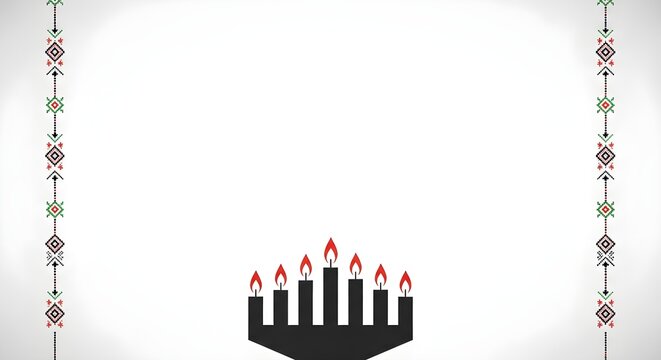 Hanukkah menorah with traditional ornament on white background for holiday greeting.