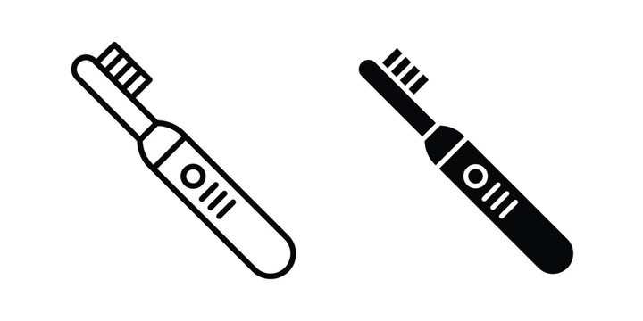 Electric toothbrush icon line vector set. Solid style icons