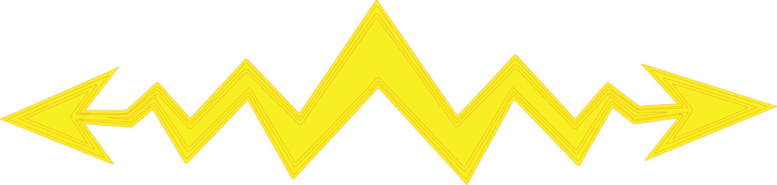 Arrow symbol with a jagged zigzag design points in two opposite directions on a plain white background.