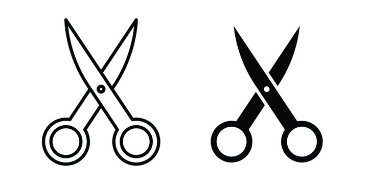 Hairdresser scissors icon line vector set. Solid style icons