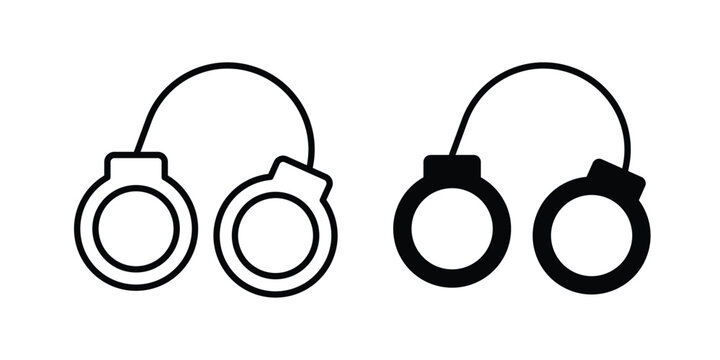 Handcuffs icon line vector set. Solid style icons