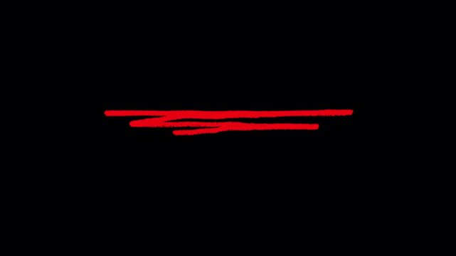Marker Highlight Stroke Hand Drawn Red Scribble Underline Animation Transparent Background 4K Video