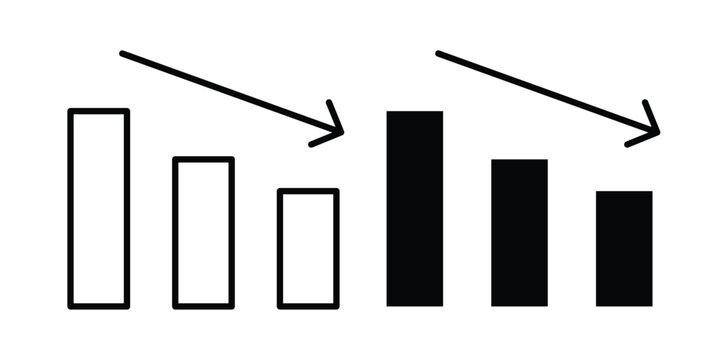 Negative trend icon line vector set. Solid style icons
