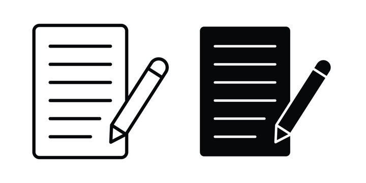 Notes icon line vector set. Solid style icons