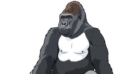 Majestic Gorilla Portrait, Powerful Ape, Wild Animal Illustration © jami