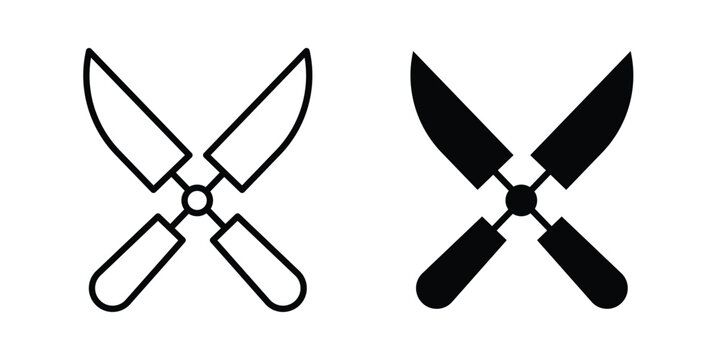 Pruning shears icon line vector set. Solid style icons