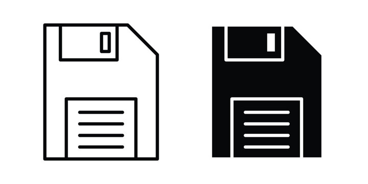 Save file icon line vector set. Solid style icons