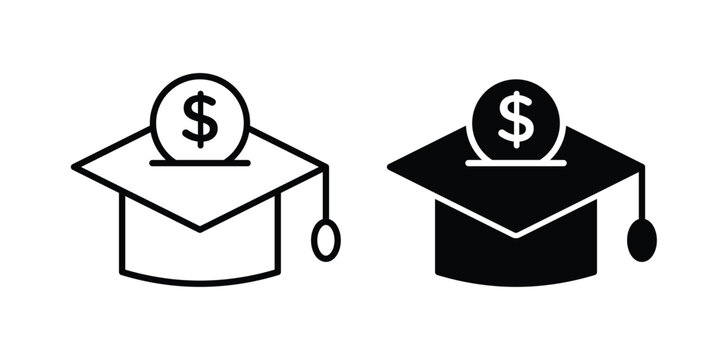 Scholarship icon line vector set. Solid style icons