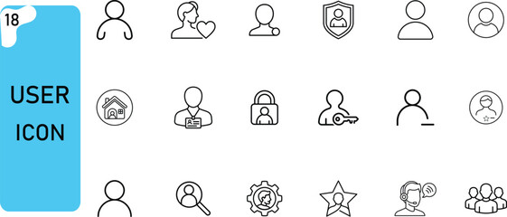 Naklejka premium User profile icons set line art vector illustration