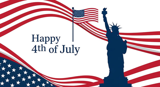 4th of july patriotic banner with statue of liberty