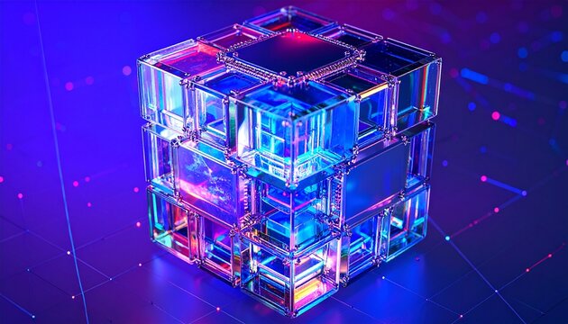 detailed macro shot of a complex, monolithic polyhedral 