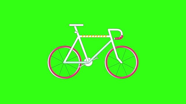 Fixie bicycle animation on green screen 