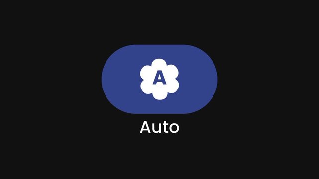 A blue auto mode button with a gear or settings icon indicating an automatic configuration or smart adjustment feature toggled on in a control panel