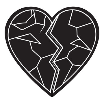 Broken heart symbol with cracks and fractures  representing sadness and despair  heartbreak concept