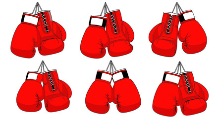 Red Boxing Gloves Hanging, Sports Equipment, Fight, Training, Combat © jungkat