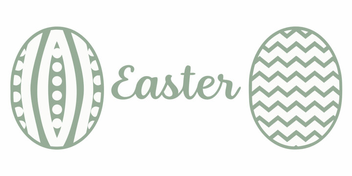 easter text with decorative egg illustrations in sage green