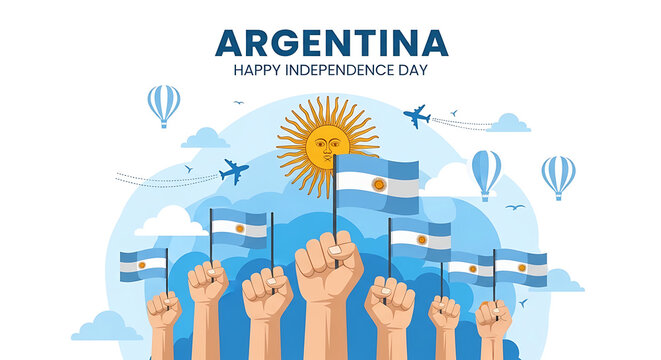 Fists holding argentina flag in celebration