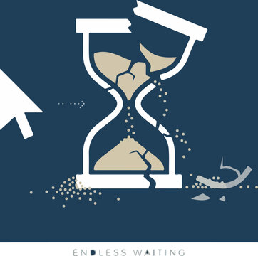 Broken Hourglass Icon Representing Endless Waiting and Technical Delay.