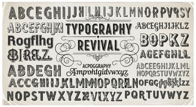 Collection of Vintage Typography Styles and Alphabets.
