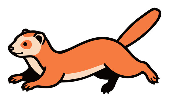 Domestic ferret jumping vector clipart illustration. Generative AI