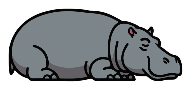 Sleeping hippopotamus character isolated on white ba.... Generative AI