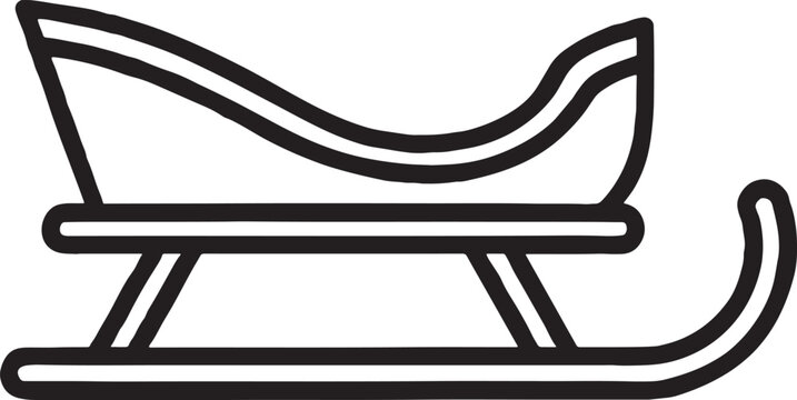 Black and white graphic illustration of a traditional sleigh with winter fun transport christmas decoration illustration seasonal activity stylized traditional sledding toboggan