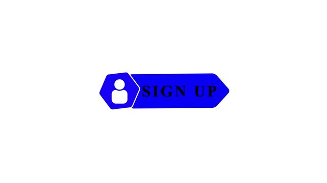Blue Hexagonal Button with User Icon and Sign Up Text profile