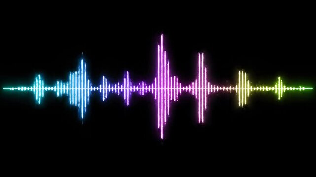 Vibrant Neon Sound Waveform Visualization on Black Background 1.