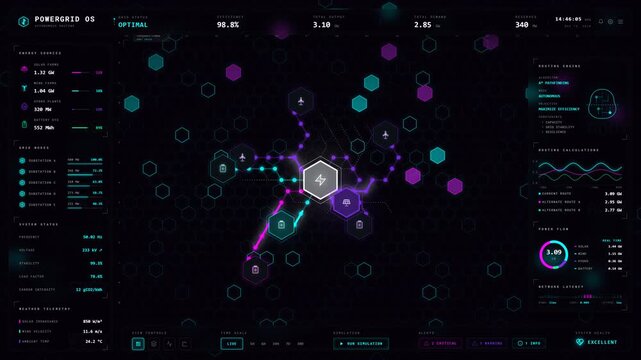 4K AIMS Autonomous AI Routing Dashboard - Smart Grid Energy Optimization Telemetry HUD (Seed 4)