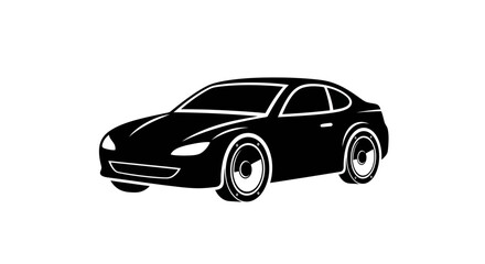 Naklejka premium Sleek Black Sports Car Silhouette Icon Vector