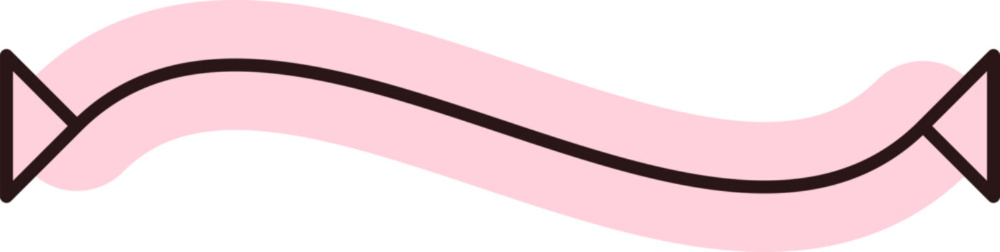 A simple elegant wavy pink ribbon banner with triangular ends isolated on a white illustration