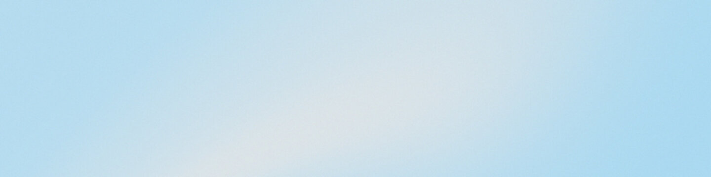 Pale sky blue fading to soft white center horizontal gradient background with fine grain texture, calm minimal wide banner