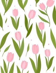 Obraz premium Pink Tulips Floral Pattern Design Background.