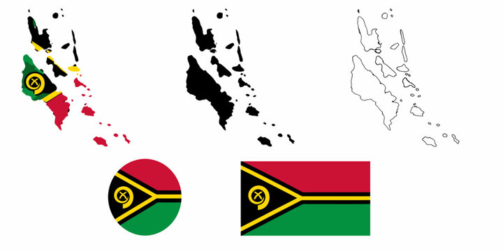 Vanuatu flags and map illustration showcases national symbols and geography clearly