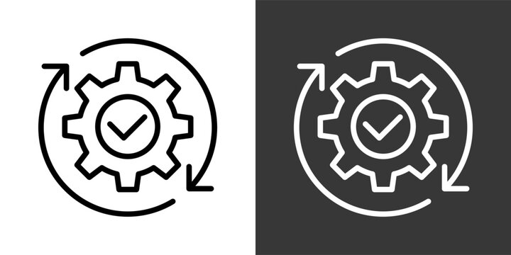 Process White And Black Icon Set Multiple Style Collection Pack Vector Illustration