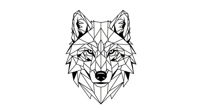 Geometric Wolf Head Illustration - Low Poly Animal Art